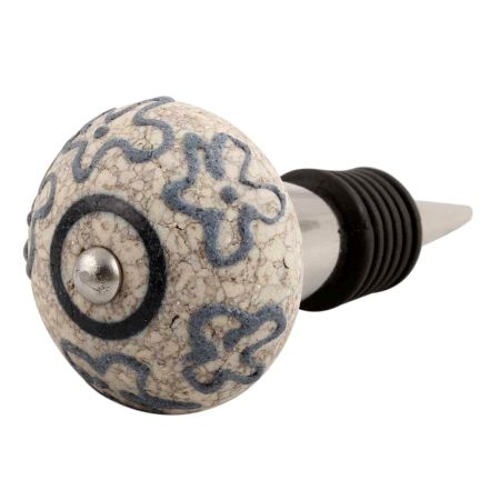 Slate Blue Crackle Ceramic Wine Stopper 